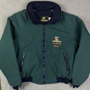 Vintage 90's Buckmasters Green Bomber Jacket Member Coat by K-Products USA Made